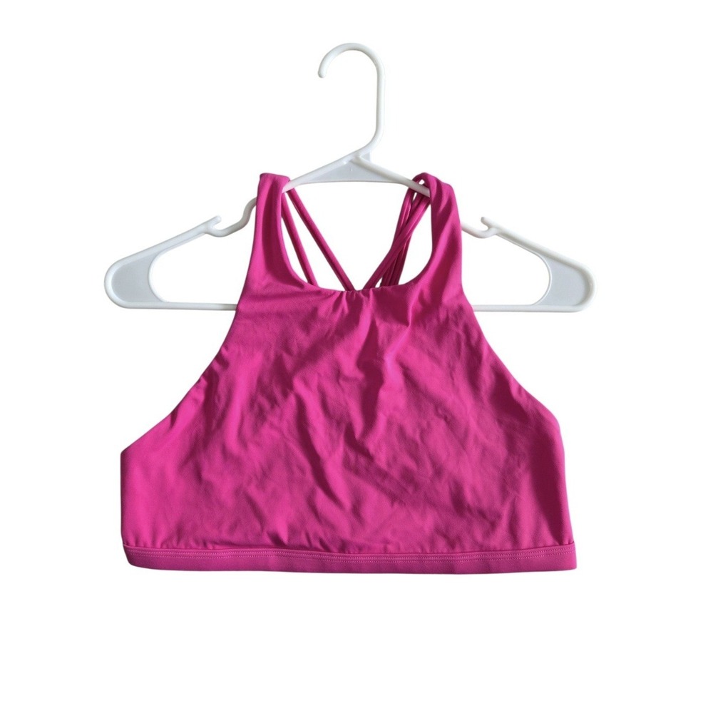 Jolyn Jada SurfTec Pink Bikini Top Cross Back Swim Athletic L UPF 50+ Salt Water